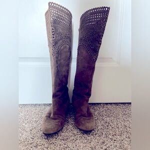 Isola Women’s Toscana Mauve Grey Suede Knee High Boots